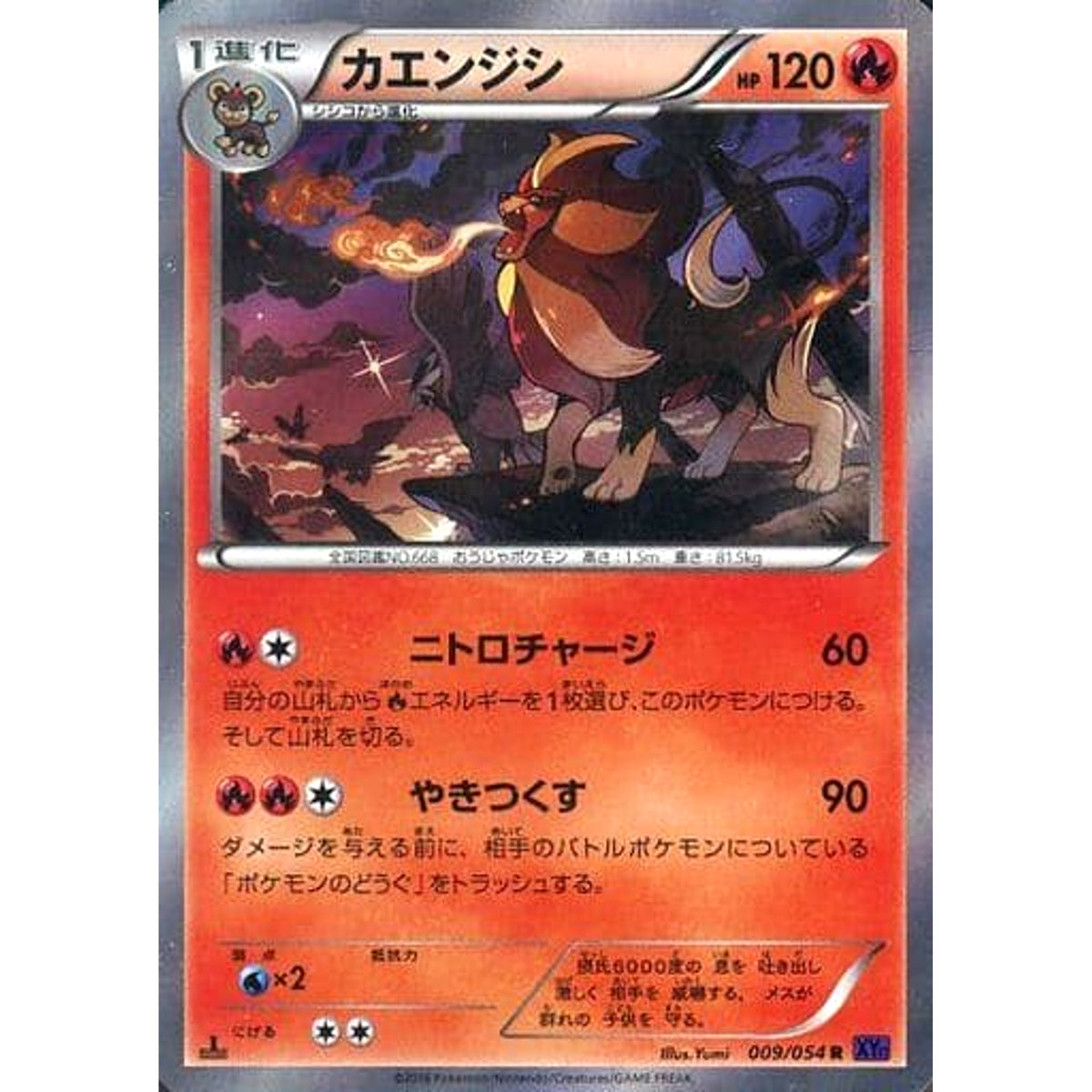 カエンジシ (キラ仕様) 009/054 [R] XY11 炎 ポケモンカードゲームXY BREAK 拡張パック 爆熱の闘士