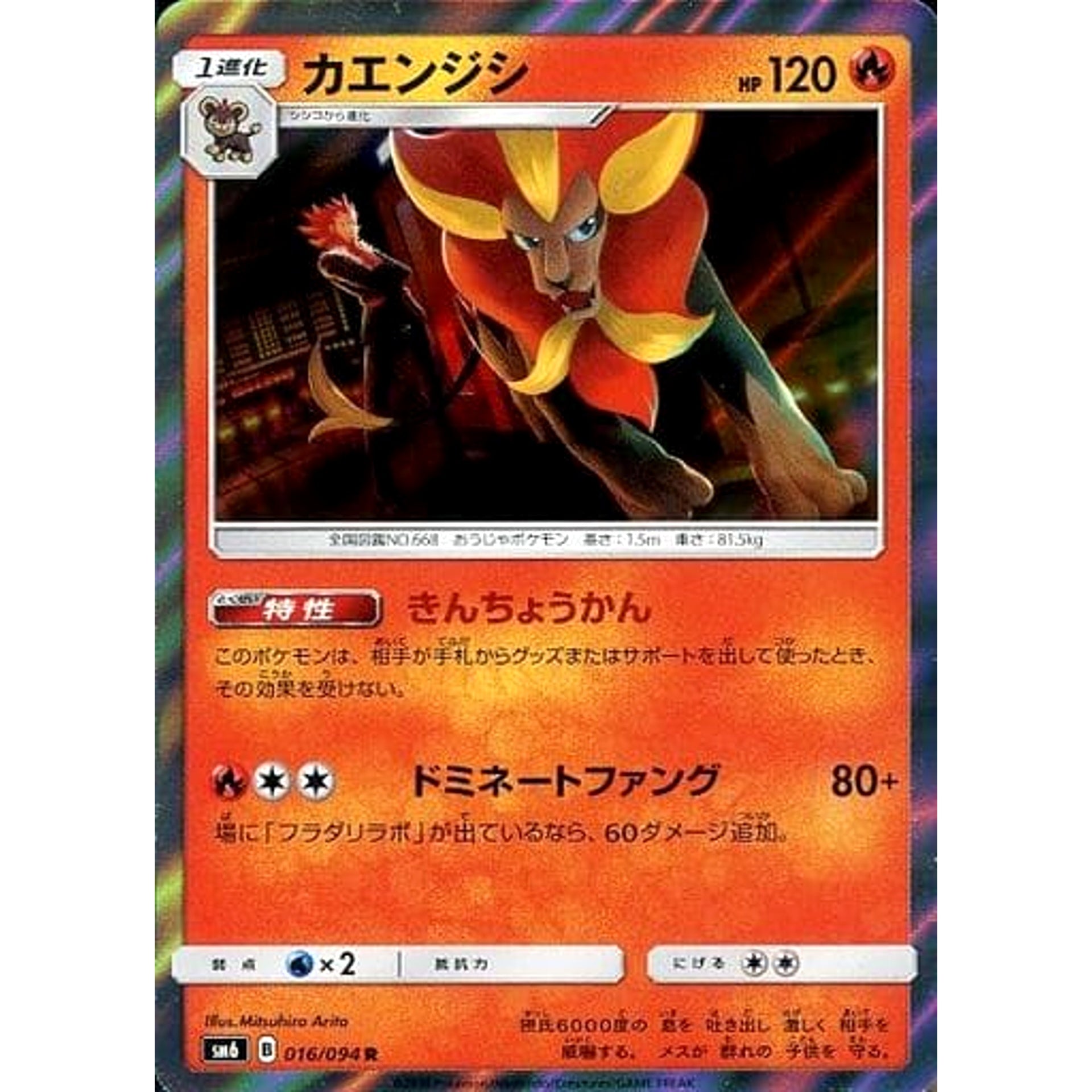 カエンジシ (キラ仕様) 016/094 [R] SM6 炎 ポケモンカードゲーム サン&ムーン 拡張パック 禁断の光