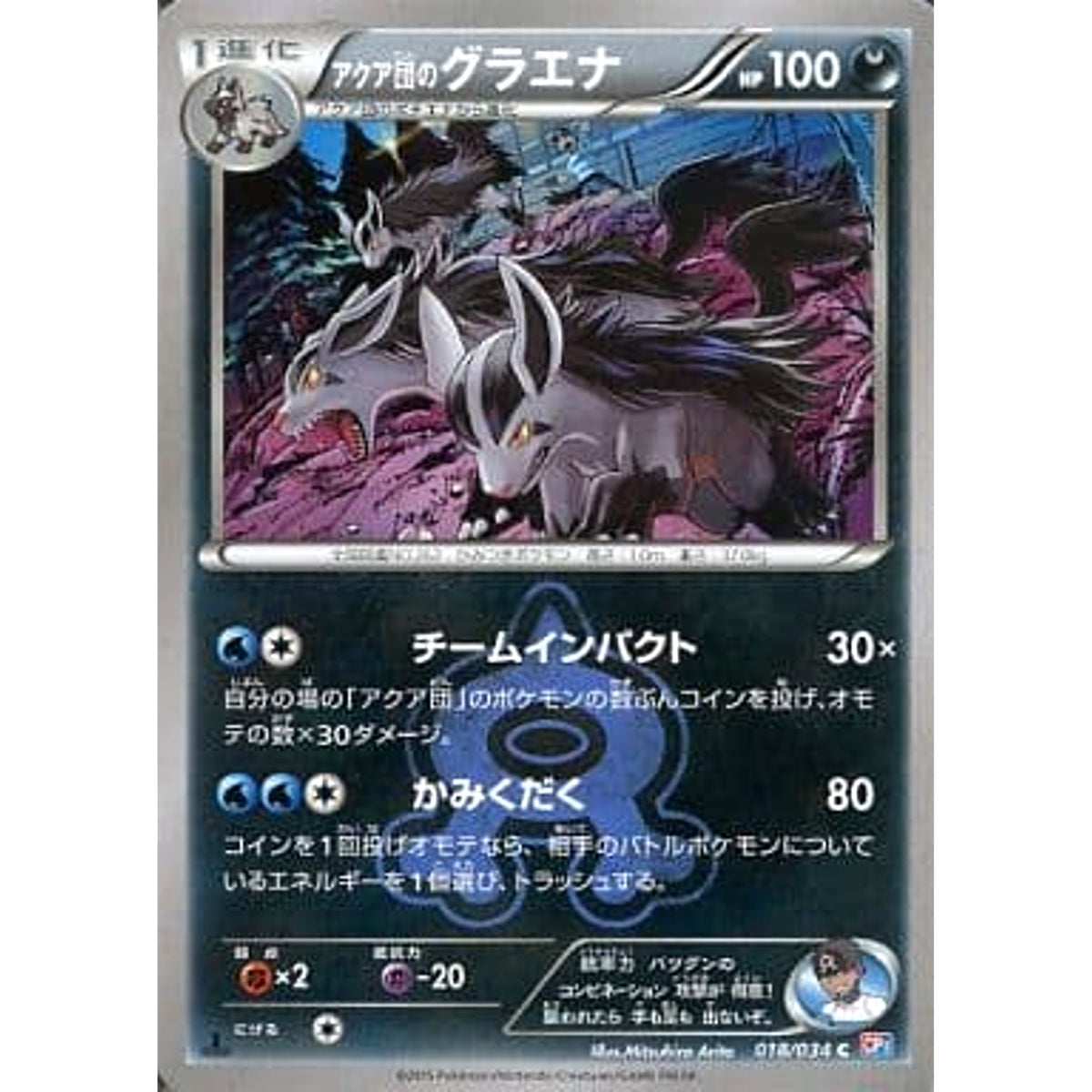 アクア団のグラエナ 018/034 [C] CP1 悪 ポケモンカードゲームXY コンセプトパック マグマ団VSアクア団 ダブルクライシス