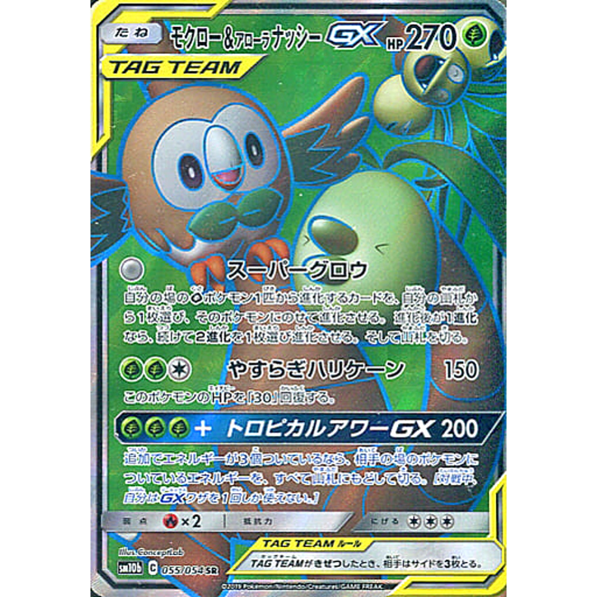 モクロー&アローラナッシーGX (キラ仕様) 055/054 [SR] SM10b 草 ポケモンカードゲーム サン&ムーン 強化拡張パック スカイレジェンド