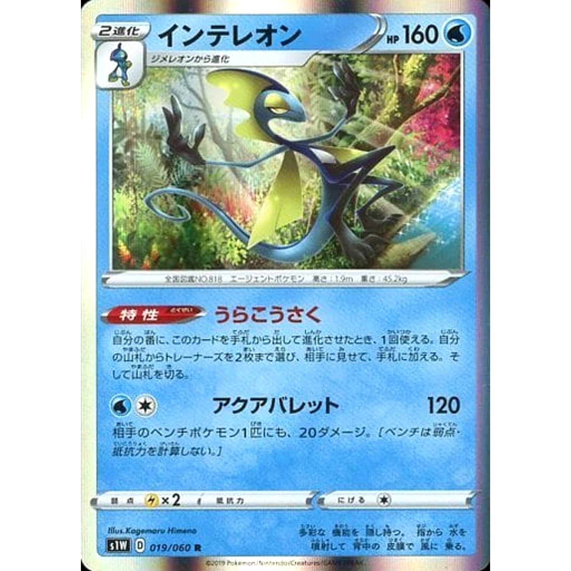 インテレオン (キラ仕様) 019/060 [R] S1W 水 ポケモンカードゲーム ソード&シールド 拡張パック ソード