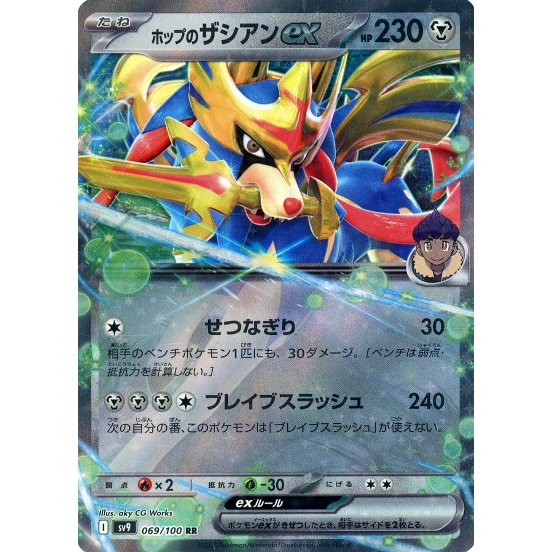 ホップのザシアンex (キラ仕様) 069/100 [RR] SV9 鋼 ポケモンカードゲーム スカーレット&バイオレット 拡張パック バトルパートナーズ