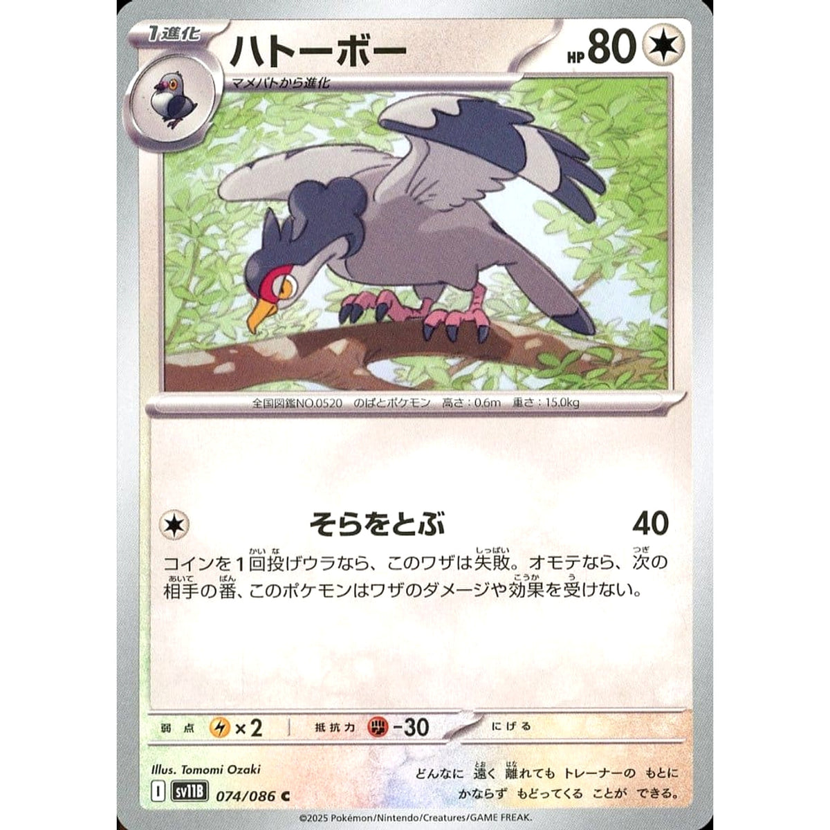 ハトーボー 074/086 [C] SV11B 無 ポケモンカードゲーム スカーレット&バイオレット 拡張パック ブラックボルト