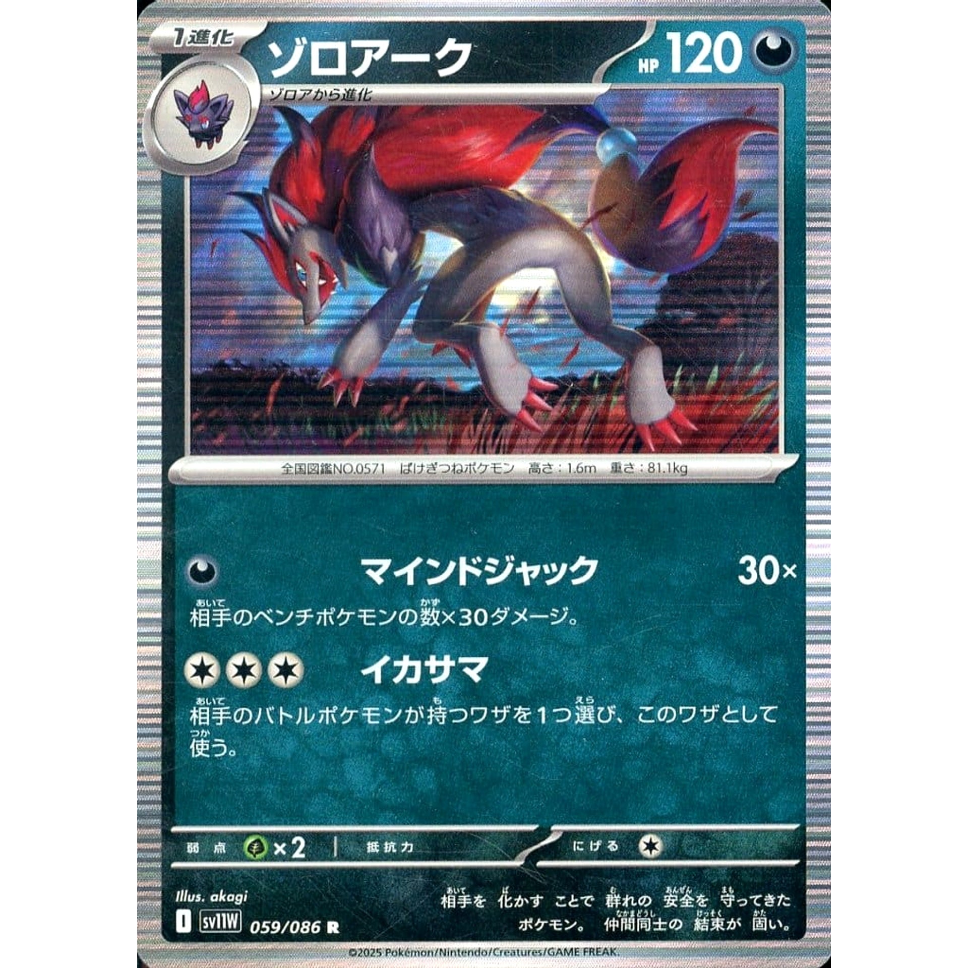 ゾロアーク (キラ仕様) 059/086 [R] SV11W 悪 ポケモンカードゲーム スカーレット&バイオレット 拡張パック ホワイトフレア